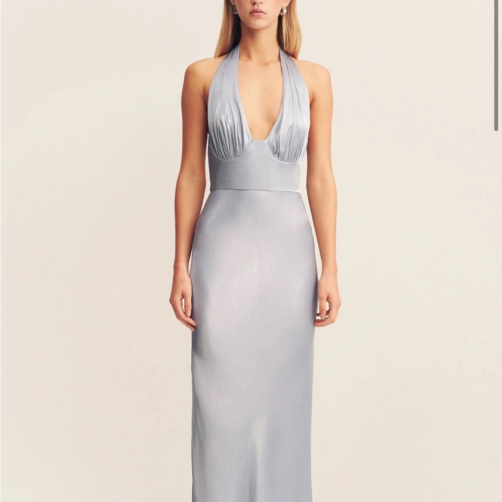 Shona Joy La Lune Plunged Halter Midi Dress - Powder Blue